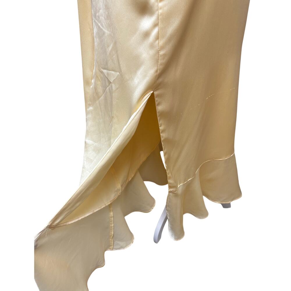 Show Me Your Mumu Yellow Satin Midi Dress Tie Strap Size S - Picture 7 of 8
